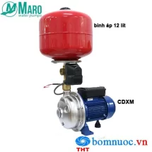 Máy bơm tăng áp CDXM70/07, bình tích áp 12 lít đứng 0.5HP