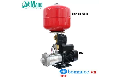 Máy bơm tăng áp Maro CM2-60, cụm tăng áp 12L đứng 1HP